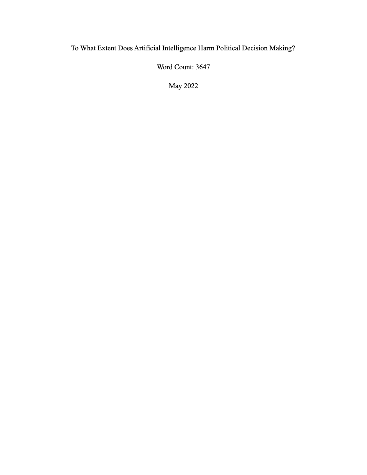 AI and Political Decision Making page 1